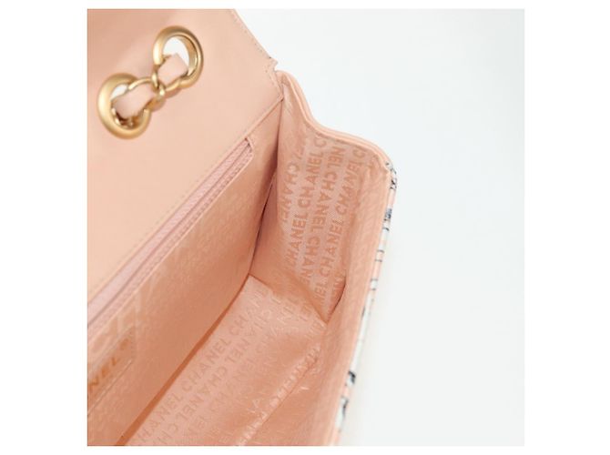 CHANEL Borsa a Spalla Choco Bar con Catena Setosa Rosa Oro CC Auth 144881SAV D'oro - vista 27