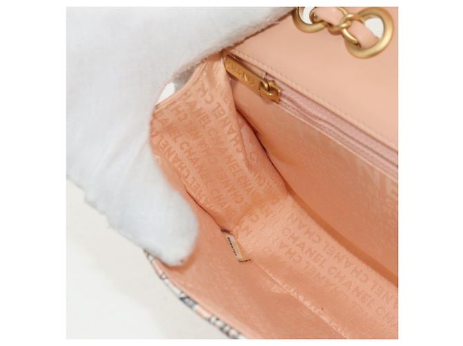 CHANEL Borsa a Spalla Choco Bar con Catena Setosa Rosa Oro CC Auth 144881SAV D'oro - vista 28
