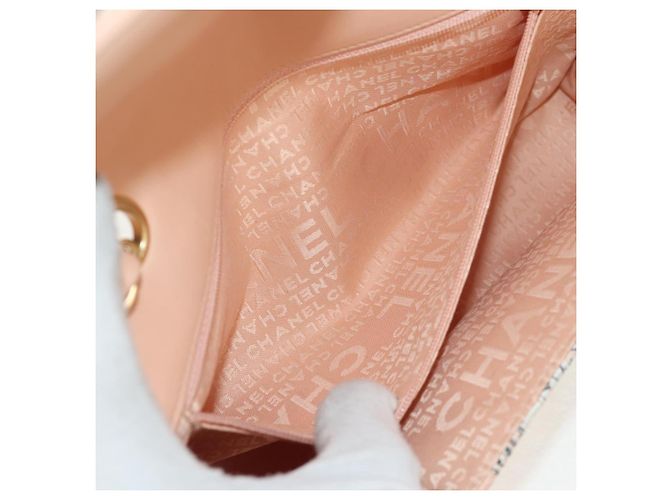 CHANEL Borsa a Spalla Choco Bar con Catena Setosa Rosa Oro CC Auth 144881SAV D'oro - vista 30