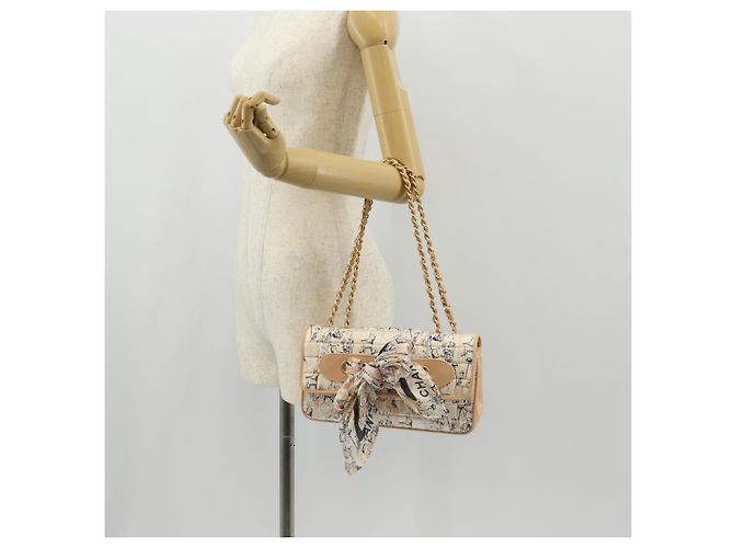 CHANEL Borsa a Spalla Choco Bar con Catena Setosa Rosa Oro CC Auth 144881SAV D'oro - vista 31