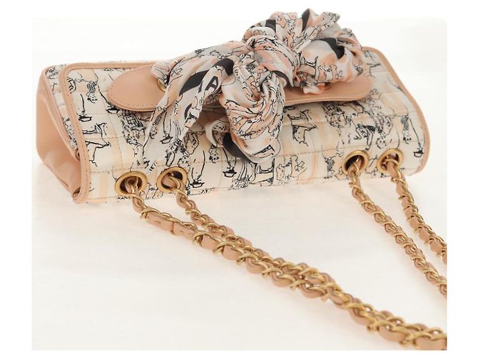 CHANEL Borsa a Spalla Choco Bar con Catena Setosa Rosa Oro CC Auth 144881SAV D'oro - vista 6