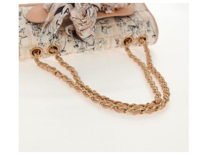 CHANEL Borsa a Spalla Choco Bar con Catena Setosa Rosa Oro CC Auth 144881SAV D'oro - vista 7