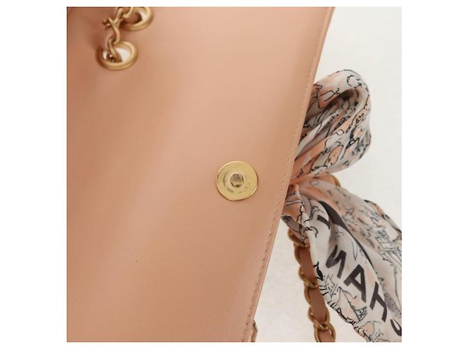 CHANEL Borsa a Spalla Choco Bar con Catena Setosa Rosa Oro CC Auth 144881SAV D'oro - vista 8