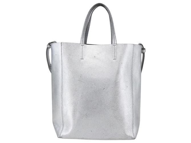 Céline CELINE Handtasche aus Leder 2-in-1 Weiß Silber Authentisch BA8030 - Ansicht 13