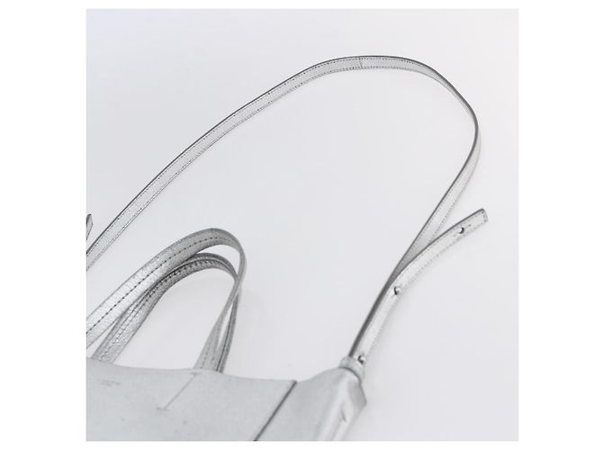 Céline CELINE Handtasche aus Leder 2-in-1 Weiß Silber Authentisch BA8030 - Ansicht 14