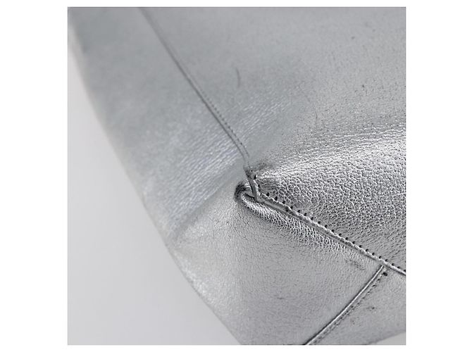 Céline CELINE Handtasche aus Leder 2-in-1 Weiß Silber Authentisch BA8030 - Ansicht 15
