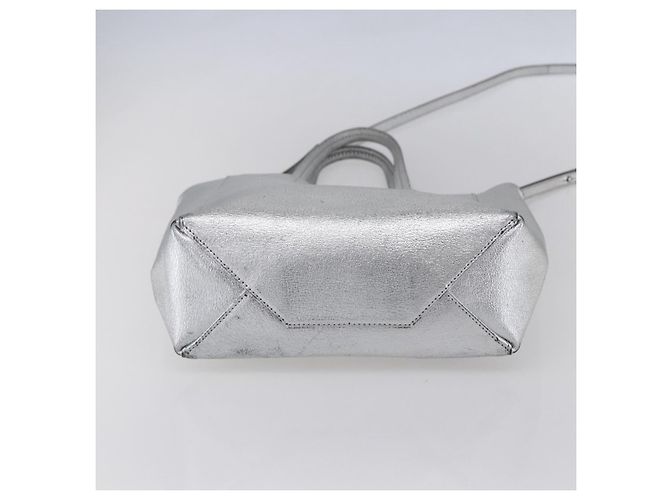 Céline CELINE Handtasche aus Leder 2-in-1 Weiß Silber Authentisch BA8030 - Ansicht 5