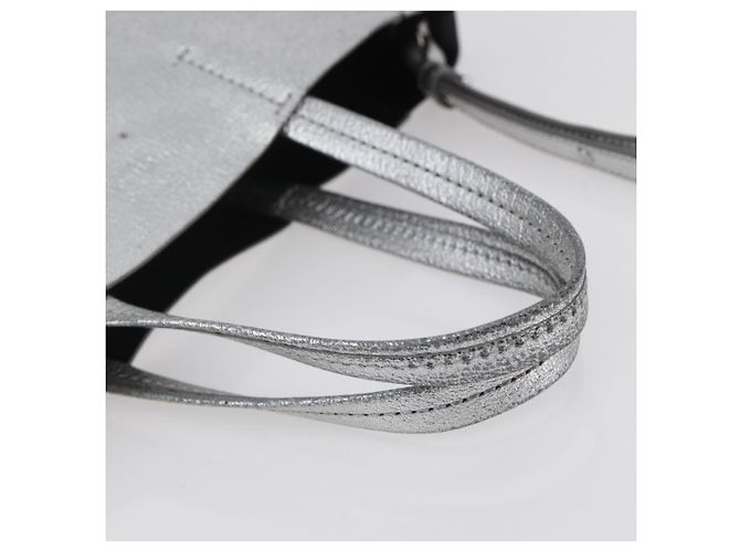 Céline CELINE Handtasche aus Leder 2-in-1 Weiß Silber Authentisch BA8030 - Ansicht 7