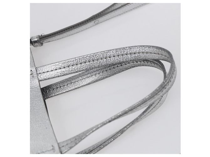 Céline CELINE Handtasche aus Leder 2-in-1 Weiß Silber Authentisch BA8030 - Ansicht 8