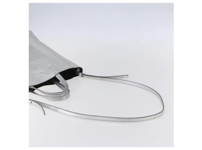 Céline CELINE Handtasche aus Leder 2-in-1 Weiß Silber Authentisch BA8030 - Ansicht 9
