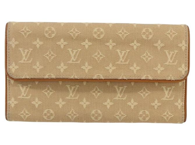 LOUIS VUITTON Monogram Mini Lin Cartera Porte Tresor Beige M92444 LV Auth bs31259 - vista 13