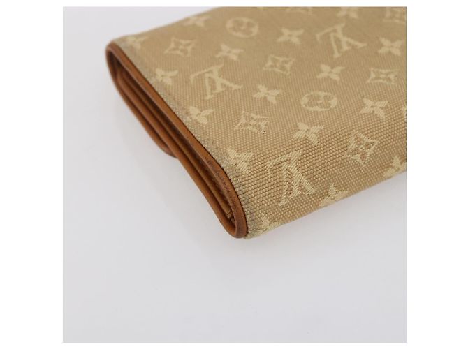 LOUIS VUITTON Monogram Mini Lin Cartera Porte Tresor Beige M92444 LV Auth bs31259 - vista 16