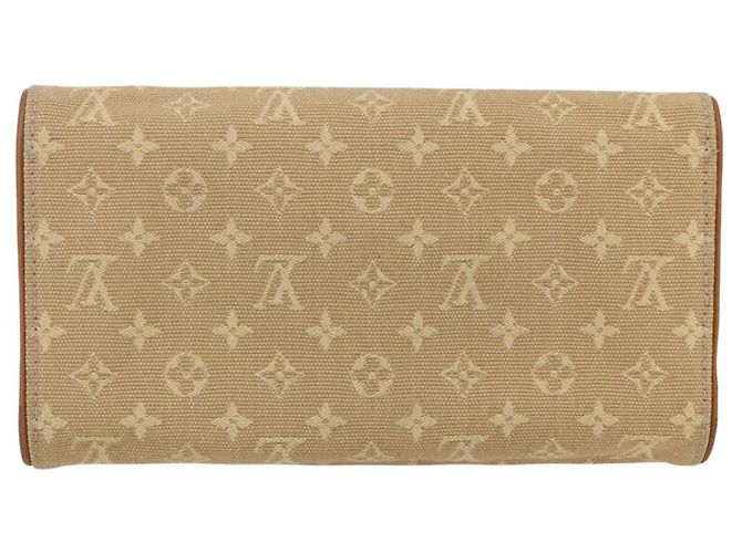 LOUIS VUITTON Monogram Mini Lin Cartera Porte Tresor Beige M92444 LV Auth bs31259 - vista 2