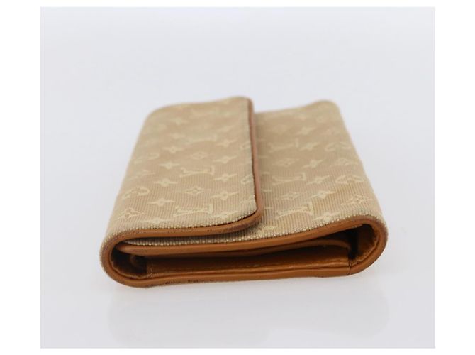 LOUIS VUITTON Monogram Mini Lin Cartera Porte Tresor Beige M92444 LV Auth bs31259 - vista 3