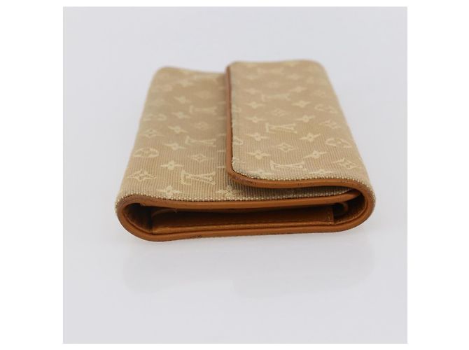 LOUIS VUITTON Monogram Mini Lin Cartera Porte Tresor Beige M92444 LV Auth bs31259 - vista 4