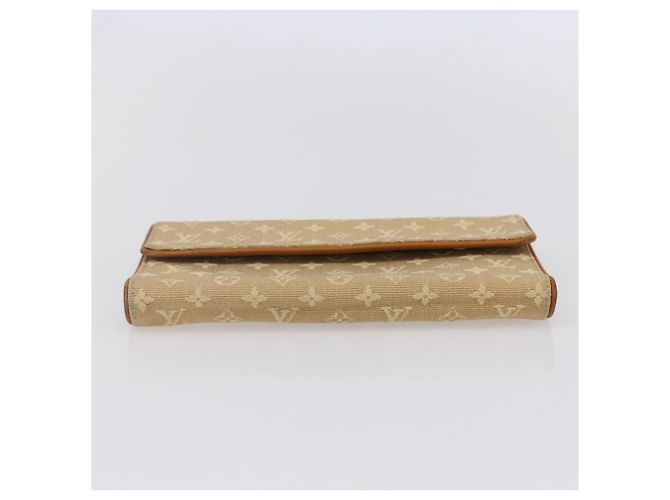 LOUIS VUITTON Monogram Mini Lin Cartera Porte Tresor Beige M92444 LV Auth bs31259 - vista 6