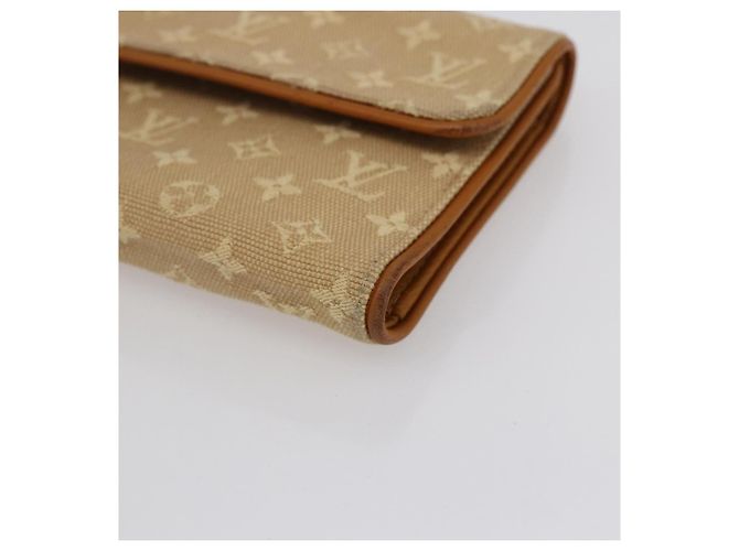 LOUIS VUITTON Monogram Mini Lin Cartera Porte Tresor Beige M92444 LV Auth bs31259 - vista 7
