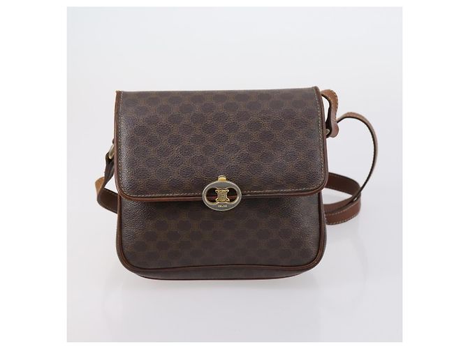 Céline Borsa a spalla in tela Macadam CELINE in pelle PVC 5 pezzi marrone beige Auth ki6173 - vista 22