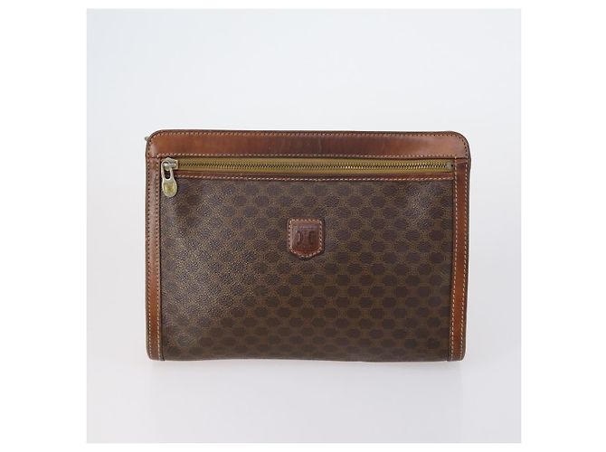 Céline Borsa a spalla in tela Macadam CELINE in pelle PVC 5 pezzi marrone beige Auth ki6173 - vista 7
