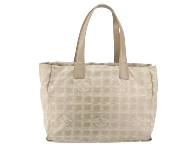 CHANEL Neue Reisetasche Nylon Beige Gold CC Auth BA7759 Golden - Ansicht 13