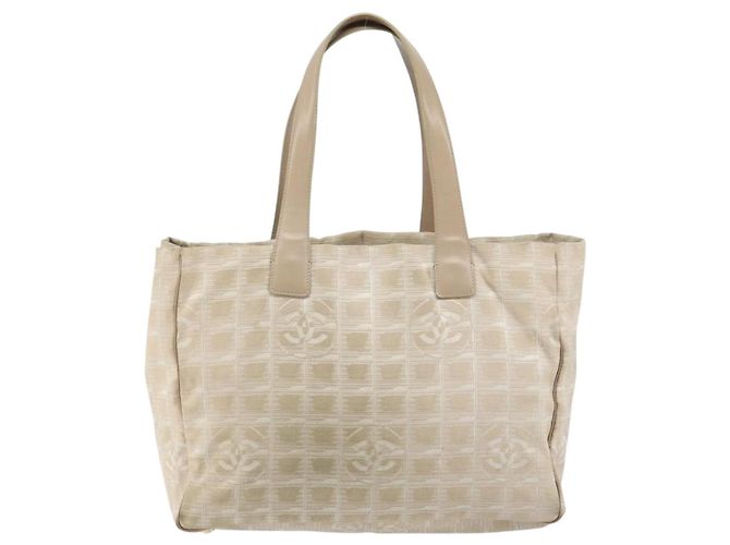 CHANEL Neue Reisetasche Nylon Beige Gold CC Auth BA7759 Golden - Ansicht 2