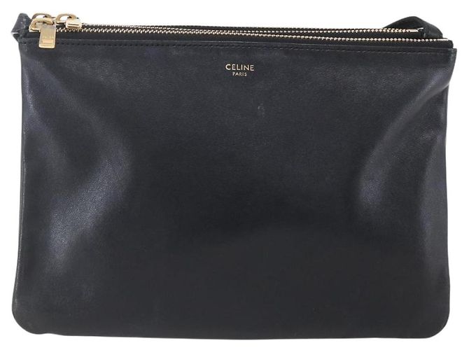 Céline Borsa a spalla Trio Small in pelle nera e oro Auth BA7683 Nero D'oro - vista 13