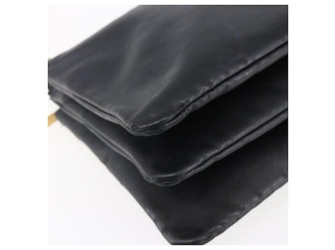 Céline Borsa a spalla Trio Small in pelle nera e oro Auth BA7683 Nero D'oro - vista 14