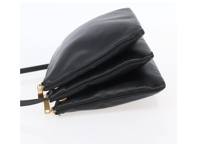 Céline Borsa a spalla Trio Small in pelle nera e oro Auth BA7683 Nero D'oro - vista 3