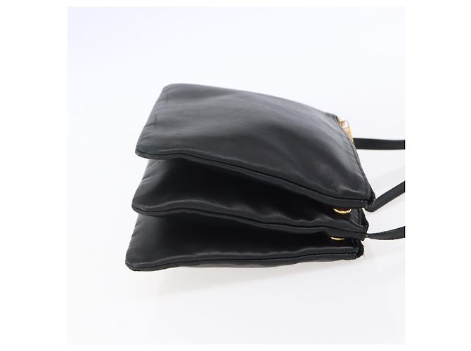 Céline Borsa a spalla Trio Small in pelle nera e oro Auth BA7683 Nero D'oro - vista 4
