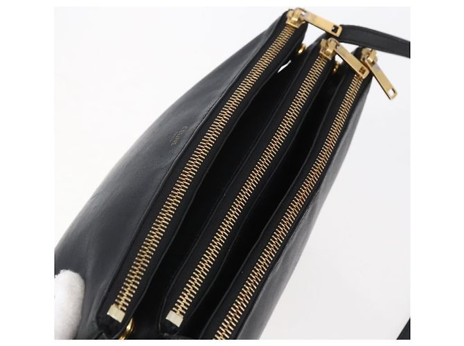 Céline Borsa a spalla Trio Small in pelle nera e oro Auth BA7683 Nero D'oro - vista 6