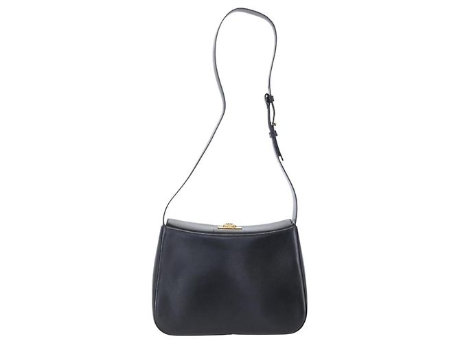 Salvatore Ferragamo Gancini Shoulder Bag Leather Black Gold Auth 153976 Golden - view 3