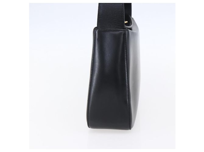 Salvatore Ferragamo Gancini Shoulder Bag Leather Black Gold Auth 153976 Golden - view 4