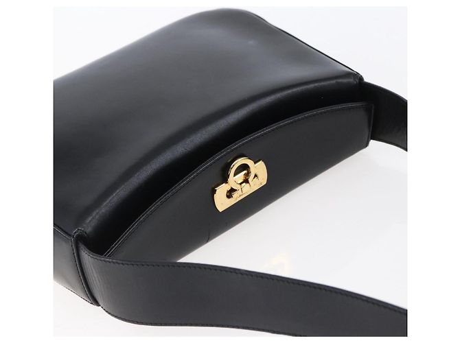 Salvatore Ferragamo Gancini Shoulder Bag Leather Black Gold Auth 153976 Golden - view 6