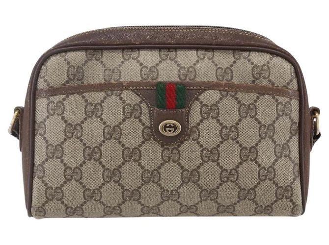 Borsa Sherry Line GG Supreme Web di GUCCI in PVC beige e oro 116 02 089 Auth BA7968 D'oro - vista 13