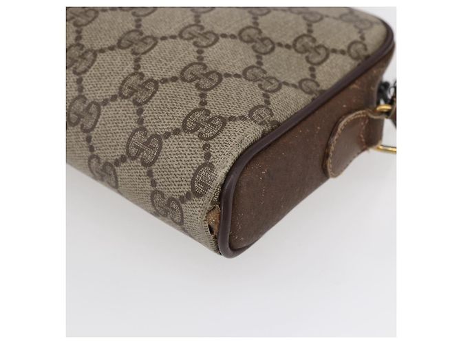 Borsa Sherry Line GG Supreme Web di GUCCI in PVC beige e oro 116 02 089 Auth BA7968 D'oro - vista 16