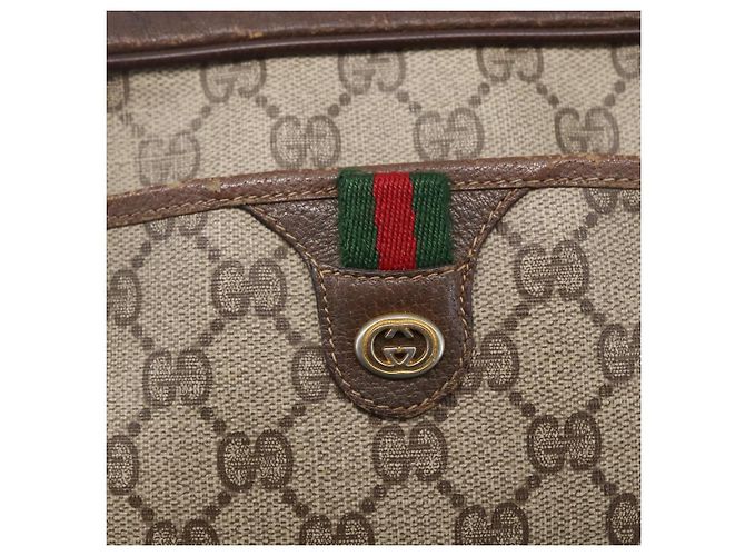 Borsa Sherry Line GG Supreme Web di GUCCI in PVC beige e oro 116 02 089 Auth BA7968 D'oro - vista 18