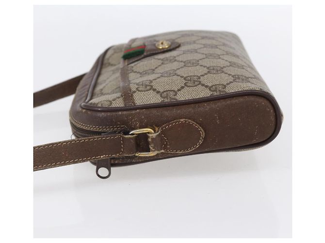 Borsa Sherry Line GG Supreme Web di GUCCI in PVC beige e oro 116 02 089 Auth BA7968 D'oro - vista 3