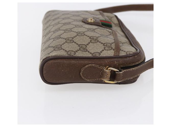 Borsa Sherry Line GG Supreme Web di GUCCI in PVC beige e oro 116 02 089 Auth BA7968 D'oro - vista 4
