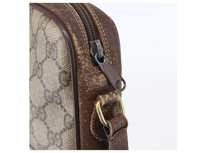 Borsa Sherry Line GG Supreme Web di GUCCI in PVC beige e oro 116 02 089 Auth BA7968 D'oro - vista 9