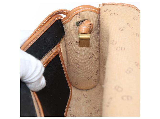 Borsa a Spalla Christian Dior Nylon Nero Oro Auth 151885 D'oro - vista 20