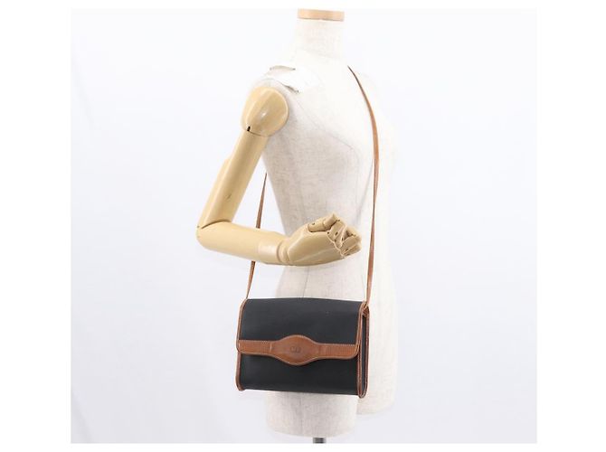 Borsa a Spalla Christian Dior Nylon Nero Oro Auth 151885 D'oro - vista 22
