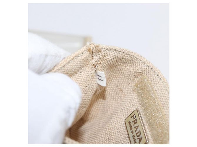 Borsa a Mano PRADA in Vinile Trasparente Beige Auth bs30723 - vista 12