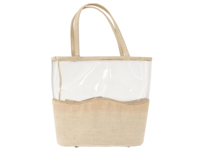 Borsa a Mano PRADA in Vinile Trasparente Beige Auth bs30723 - vista 2