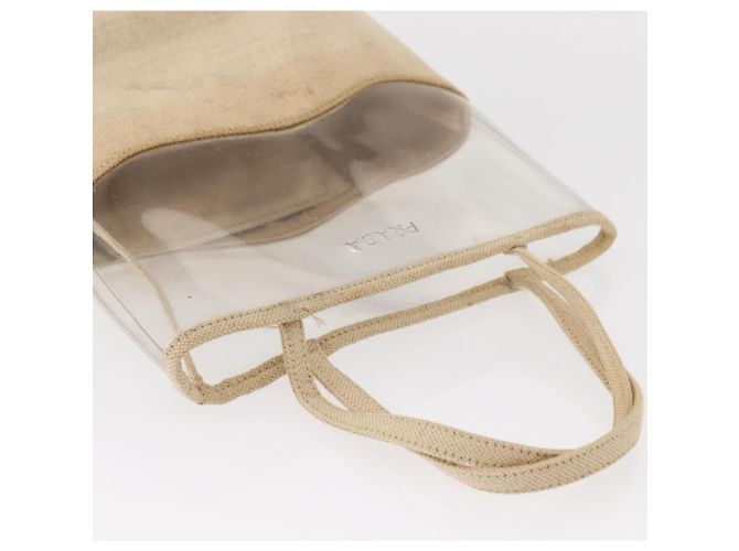 Borsa a Mano PRADA in Vinile Trasparente Beige Auth bs30723 - vista 6
