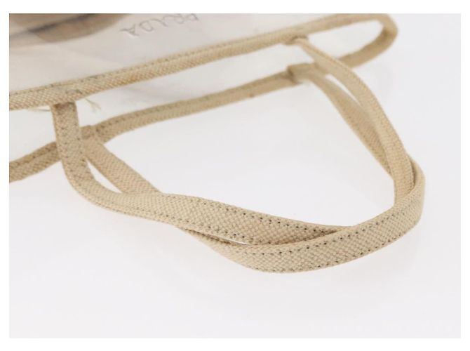 Borsa a Mano PRADA in Vinile Trasparente Beige Auth bs30723 - vista 7