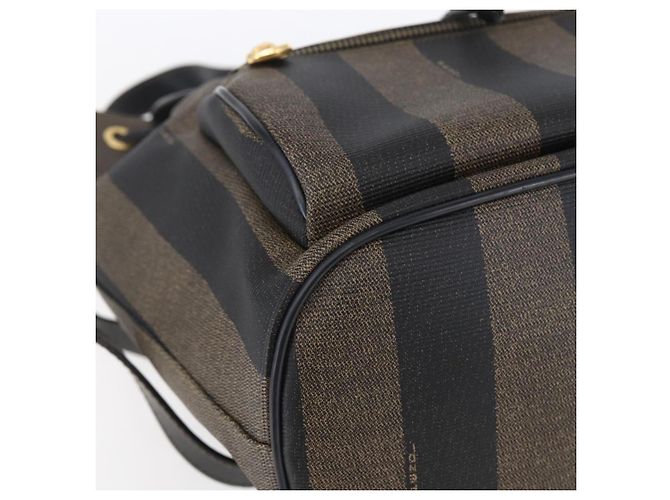 Pequin FENDI Pecan Canvas Rucksack Braun Schwarz Auth bs30797 - Ansicht 16