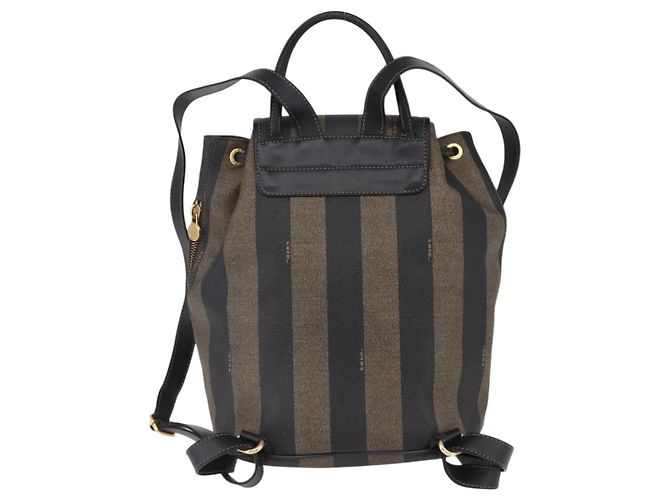 Pequin FENDI Pecan Canvas Rucksack Braun Schwarz Auth bs30797 - Ansicht 2