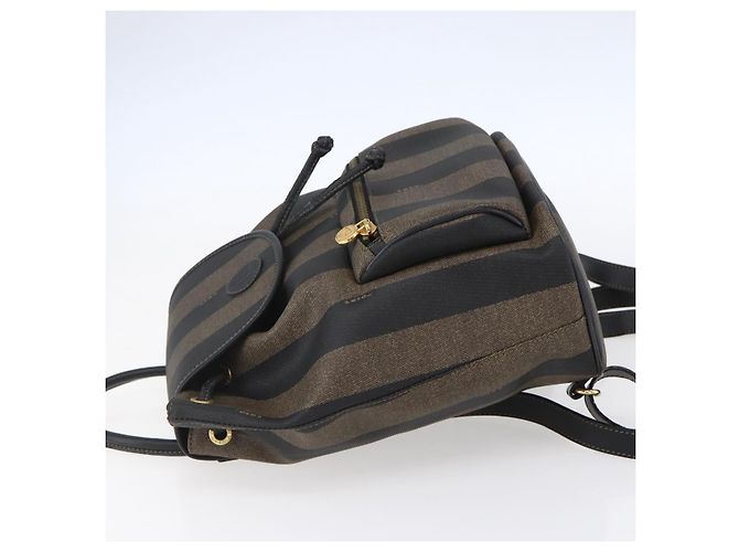Pequin FENDI Pecan Canvas Rucksack Braun Schwarz Auth bs30797 - Ansicht 3