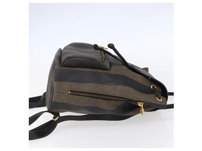 Pequin FENDI Pecan Canvas Rucksack Braun Schwarz Auth bs30797 - Ansicht 4