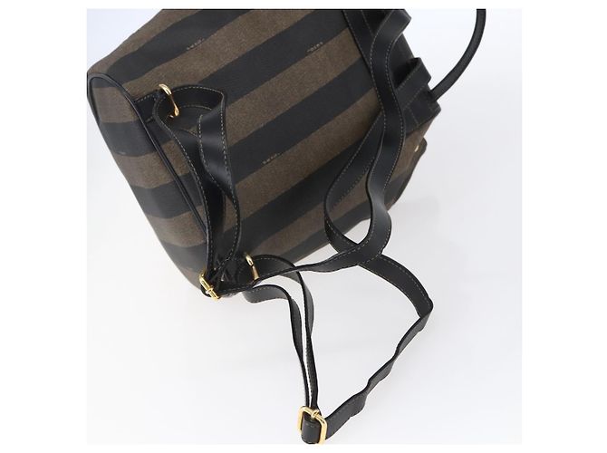 Pequin FENDI Pecan Canvas Rucksack Braun Schwarz Auth bs30797 - Ansicht 9